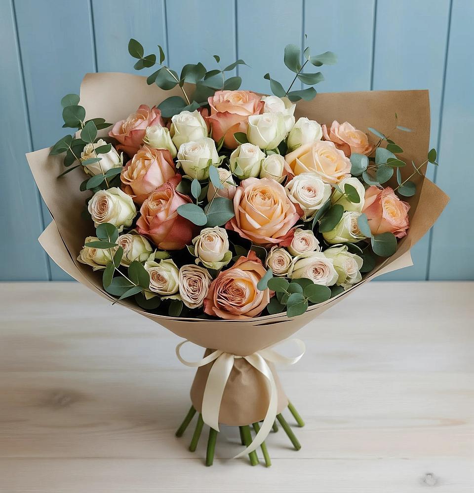 Букет цветов из: Альстромерии и Розы в Чайковском