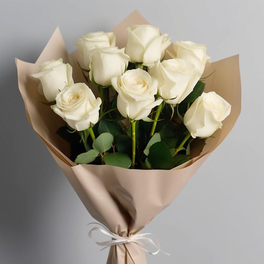 Букет 9 Белых роз Эдлесс Лав в Чайковском