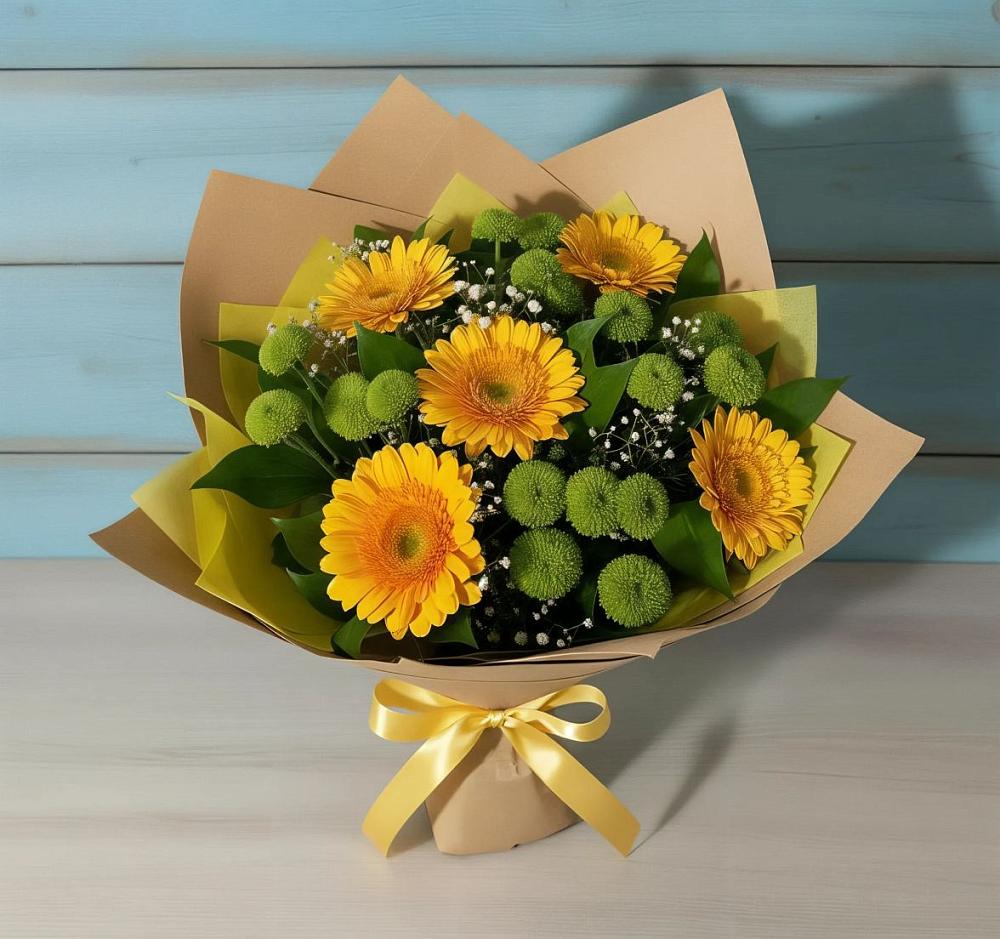 Букет цветов из: Герберы и Хризантемы в Чайковском