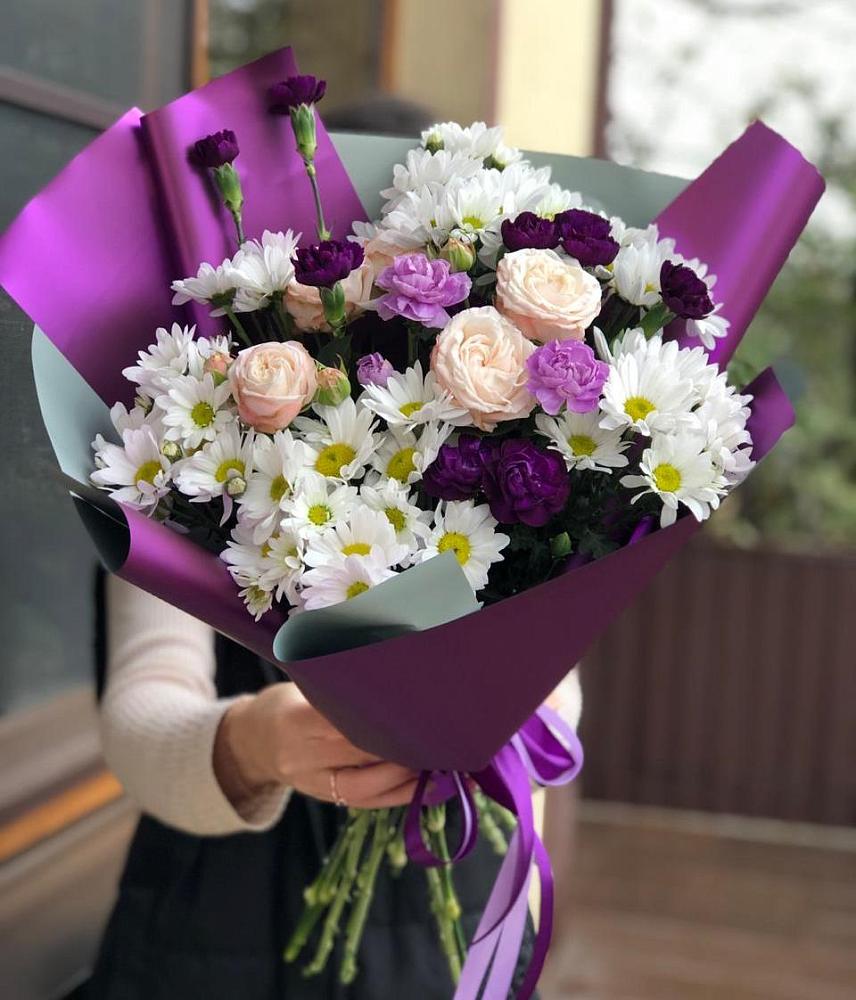 Букет цветов из: Хризантемы, Гвоздики и Розы в Чайковском