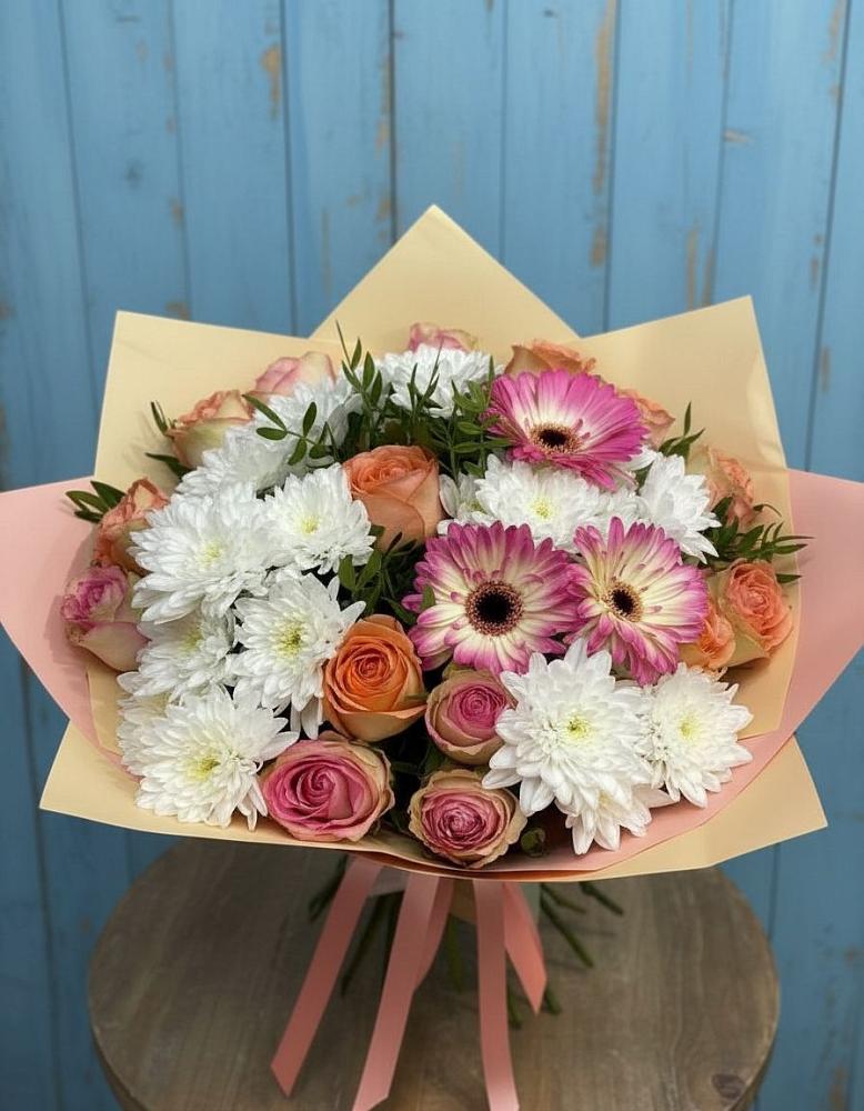 Букет цветов из: Розы, Герберы и Хризантемы в Чайковском