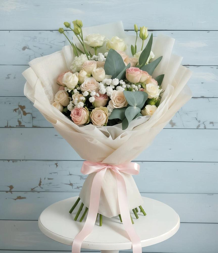 Букет цветов из: Розы и Лизиантусы в Чайковском