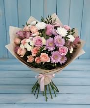 Букет цветов из:  Хризантемы, Розы и Альстромерии в Чайковском