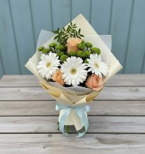 Букет цветов из:  Герберы, Розы и Хризантемы в Чайковском