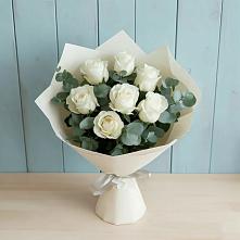 Букет Белые розы в Эвкалипте #REPLACE_PRED# Чайковском